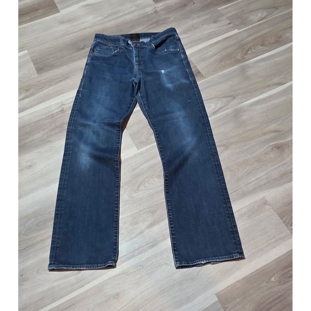 Rock & Republic Straight Leg Jeans Dark Wash Stretch Denim 33x32 Mens Blue Denim